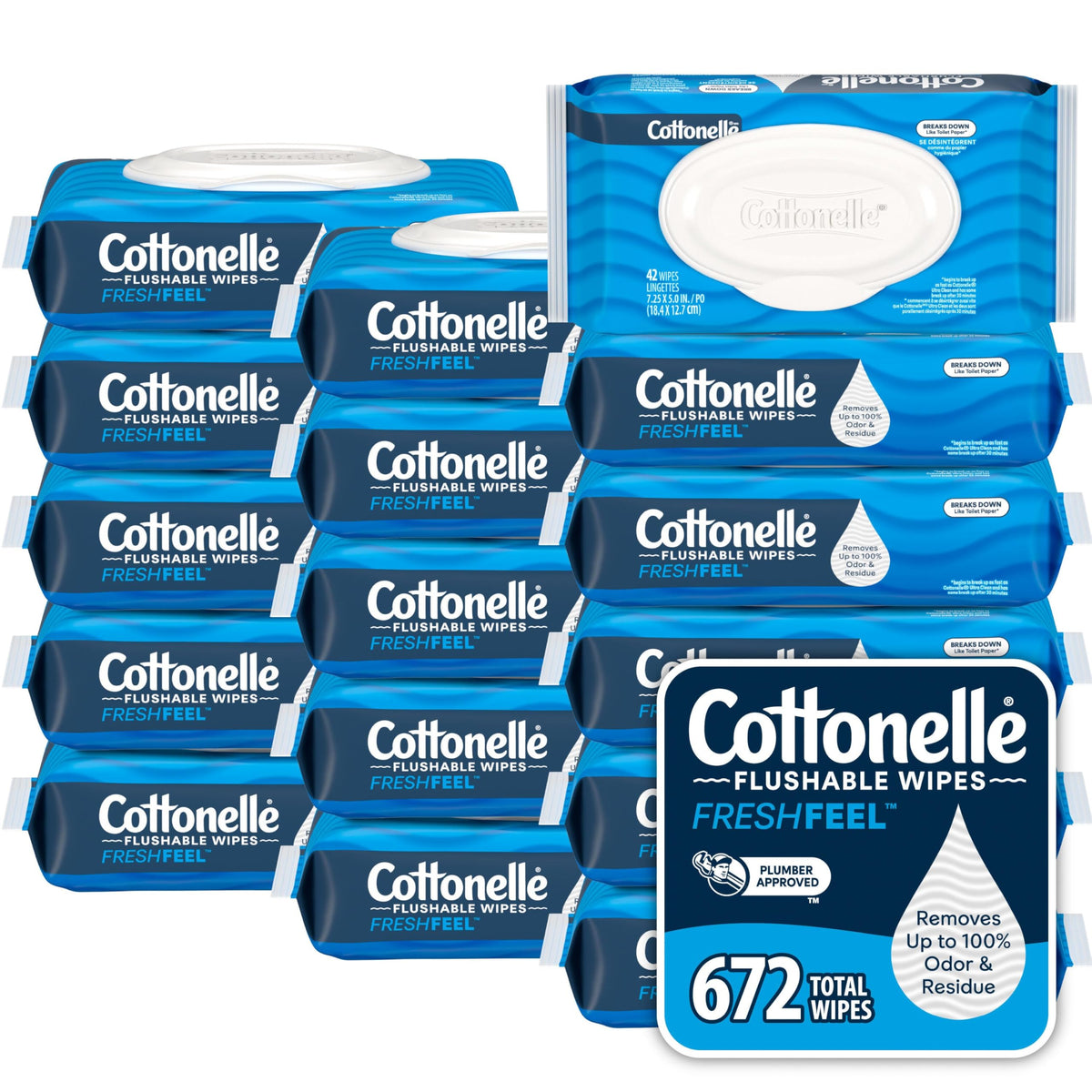 Cottonelle GentlePlus Flushable Wipes, 4 Packs, 42 Wipes per Pack