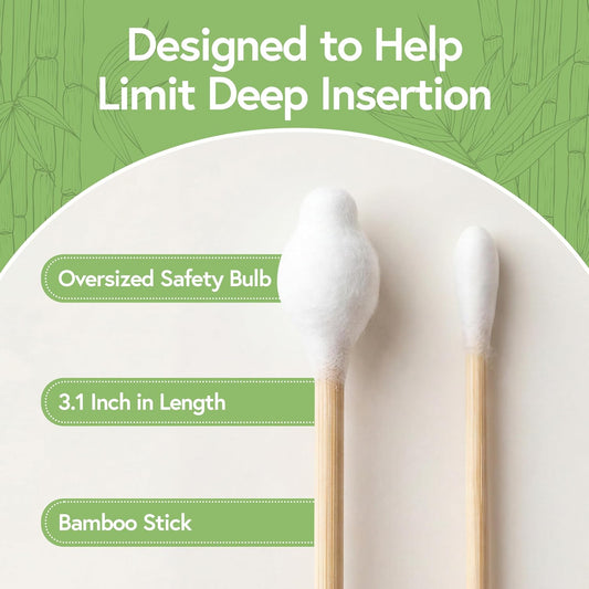 Jenvita 100% Bamboo Cotton Swabs for Ears, 200 Pack, Double-Tipped