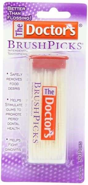 The Doctor's BrushPicks Interdental Toothpicks | 120-Picks per pack | (6-Pack)