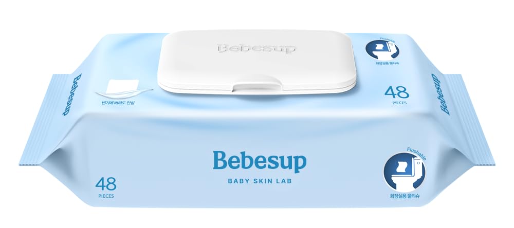 BEBESUP- Korea's #1 Light Baby Wipes - Safe even for Atopic Skin Hypoallergenic Water-Based Unscented Alcohol & Paraben-Free Organic Flip-Top Plant Based Organic Baby Wipes (640 Count 8 Packs)