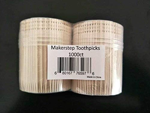 1000 Wooden Toothpicks Ornate Handle in Toothpicks Holder 2 Packs of 500