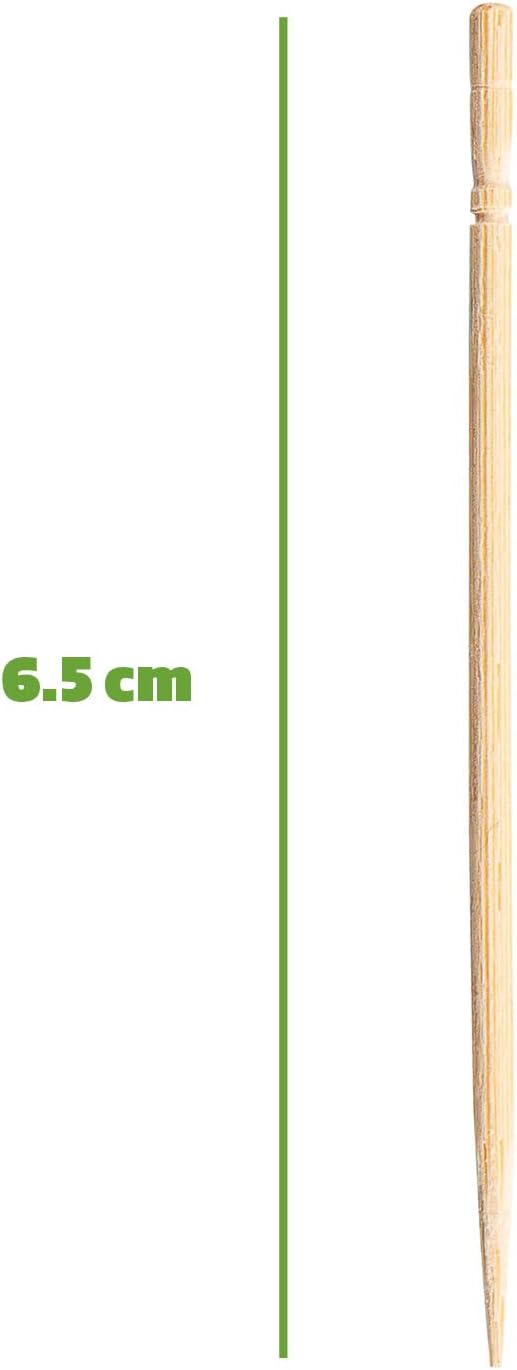 GUSTO Wooden Bamboo Toothpicks [1500 Count] Round Single Point