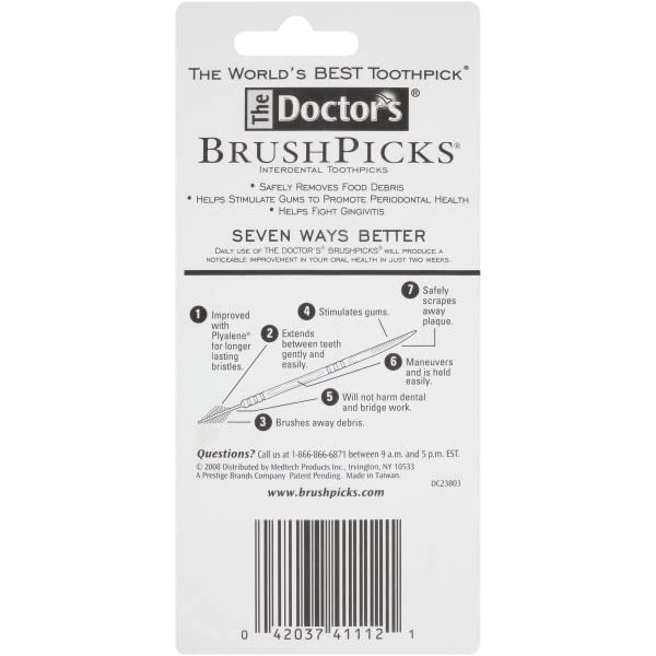 The Doctor's BrushPicks Interdental Toothpicks | 120-Picks per pack | (6-Pack)