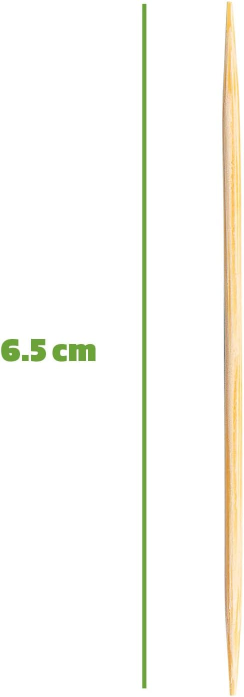 GUSTO Wooden Bamboo Toothpicks [1500 Count] Round Double-Pointed