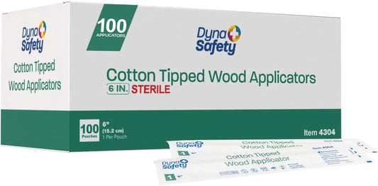 Dynarex 4304-BX Cotton Tipped Wood Applicators - 6" - Sterile