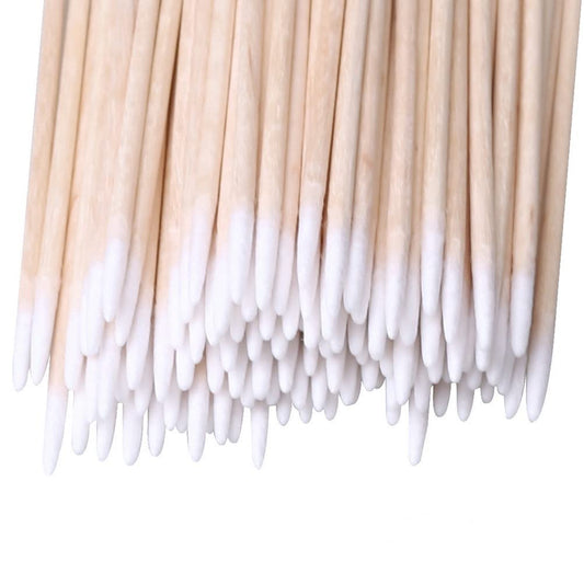 RIKWOG 600pcs Pointed Cotton Swabs, 4 inch Precision Microblading Cotton Swab Cotton Sticks Applicator for Eyebrow Tattoo Beauty Make-up Nail Clean, Wood Handle Pointed Tip Head