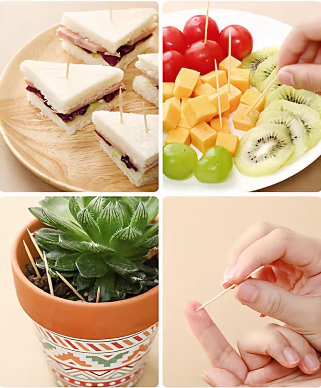 Premium Bamboo Toothpicks Bulk [400 Pcs] Splinter-Free Kitchen Toothpicks