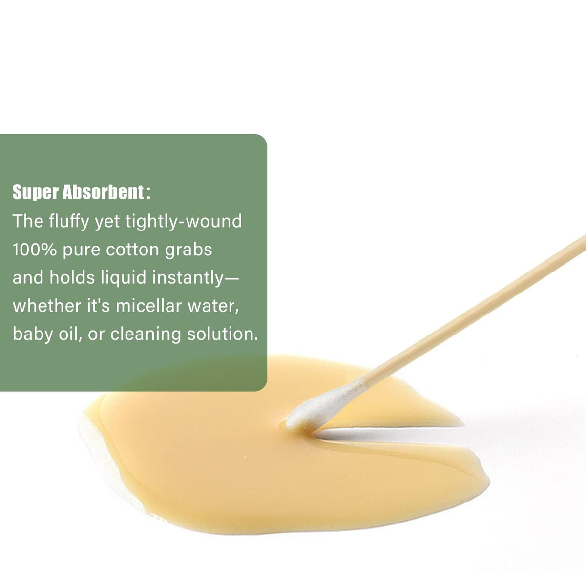 MONCOM 500 Count Double Round Thick Tips Cotton Swabs, Strong Bamboo Sticks