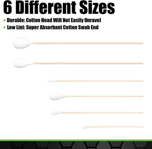 Grip 325 pc Cotton Swab Assortment - Auto Detailing, Electronics, Lubricant Application, Cleaning Firearms, Pets - Super Absorbent - Low Lint - Wood Handles - Home, Garage, Workshop, Office
