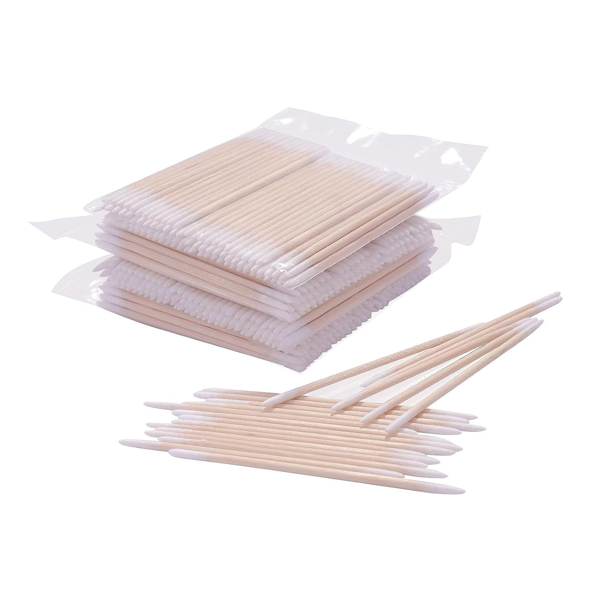 1000pcs Double Side Wood Cotton Swab Microbrush Eyelash Sticks Cleaning Swabs Nails Ear Toothpicks Cosmetic Eye Lash Glue Removing Tools (500PCS)