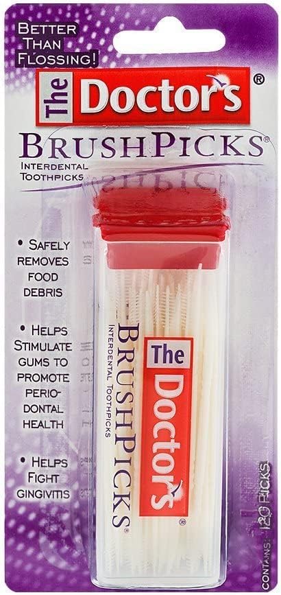 The Doctor's BrushPicks Interdental Toothpicks | 120-Picks per pack | (6-Pack)