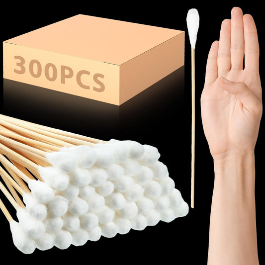 Zhehao 300 Pcs 8 Inch Large Cotton Swabs Extra Long Bamboo Handle
