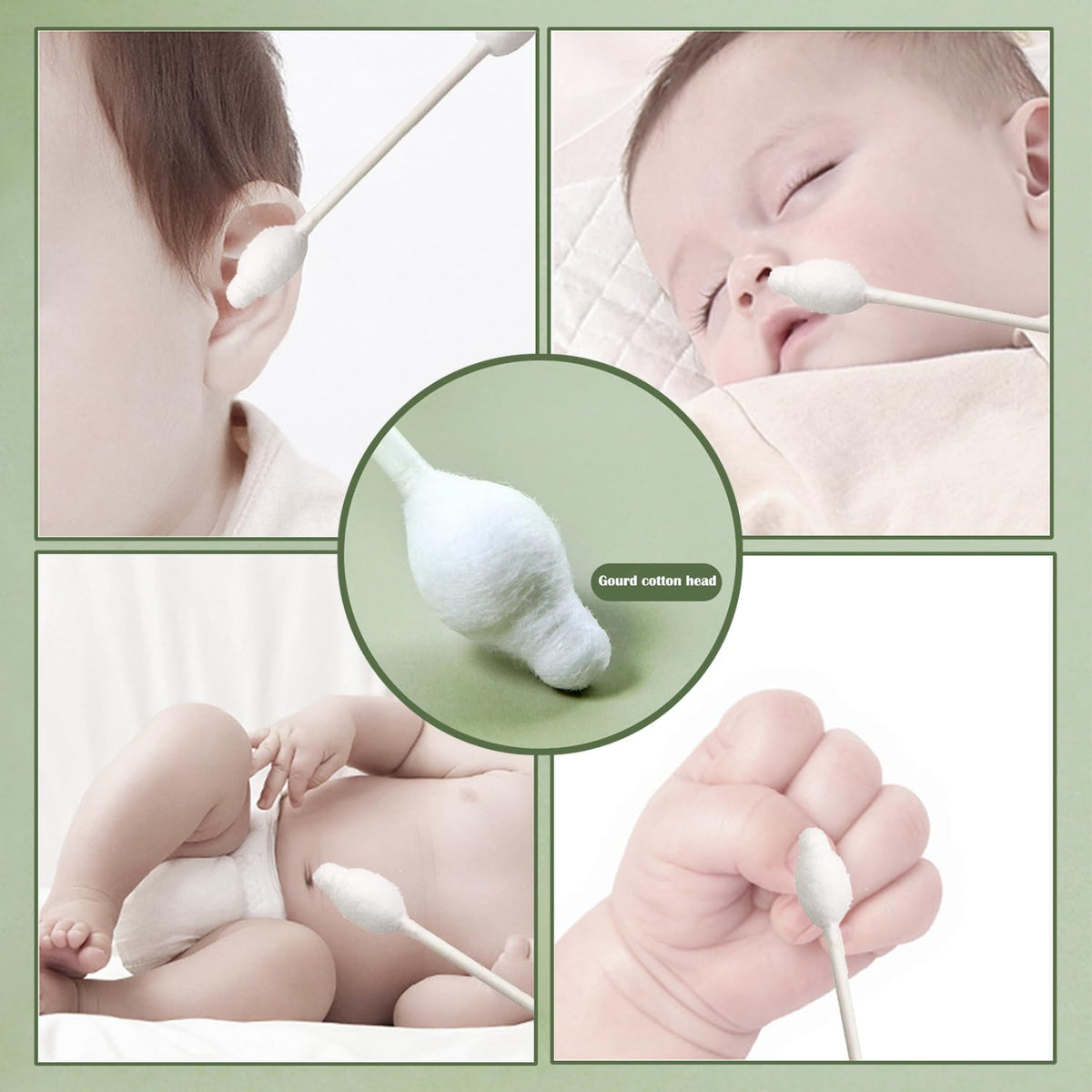160Pcs Safety Cotton Swabs,Baby cottonbuds Large tip with Paper Stick