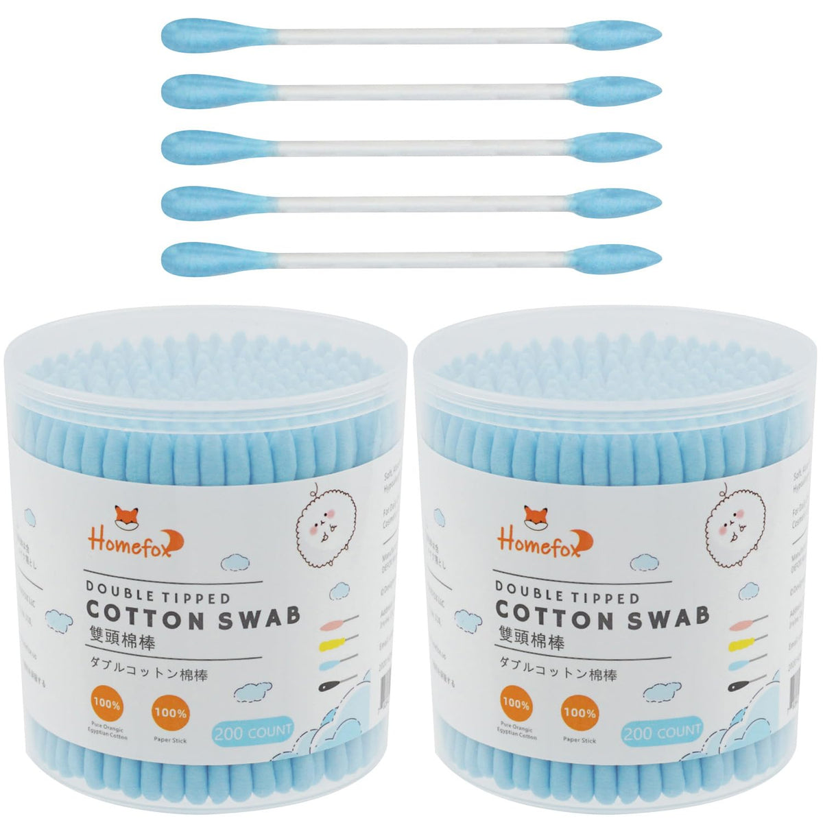 Cotton Swabs Precision Pointed - 400 Count Pointy Organic Cotton Buds Double Side Tightly Wrapped Cotton Tips Paper Stick Soft Gentle Lint-Free Cruelty-Free, Pointy & Round (White)