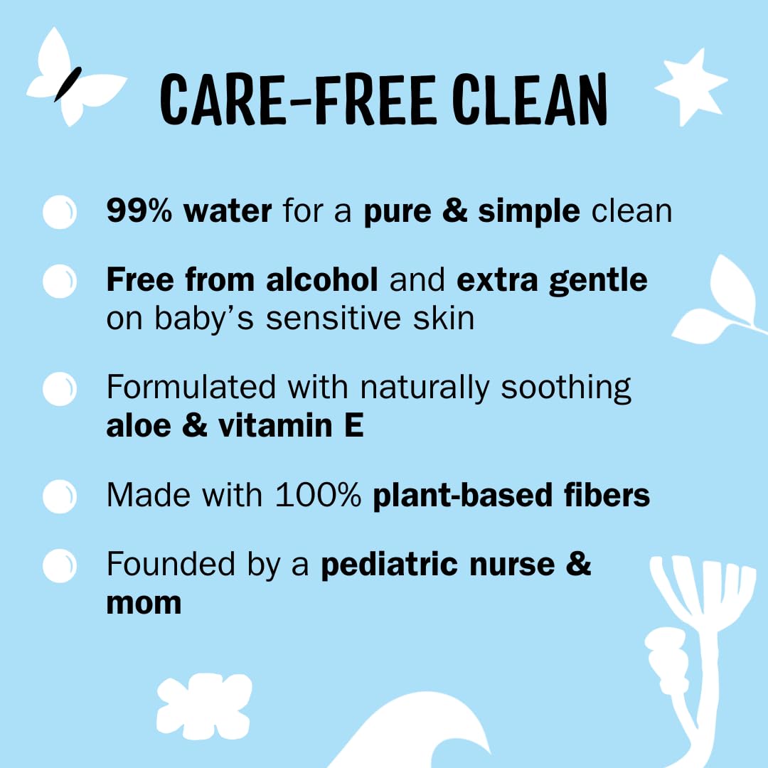 Molly's Suds Sensitive Clean Baby Wipes | 99% Water, Plant-Based, Fragrance Free | 384 Total Wipes (6 Flip-Top Packs)