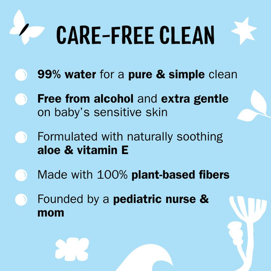 Molly's Suds Sensitive Clean Baby Wipes | 99% Water, Plant-Based, Fragrance Free | 384 Total Wipes (6 Flip-Top Packs)