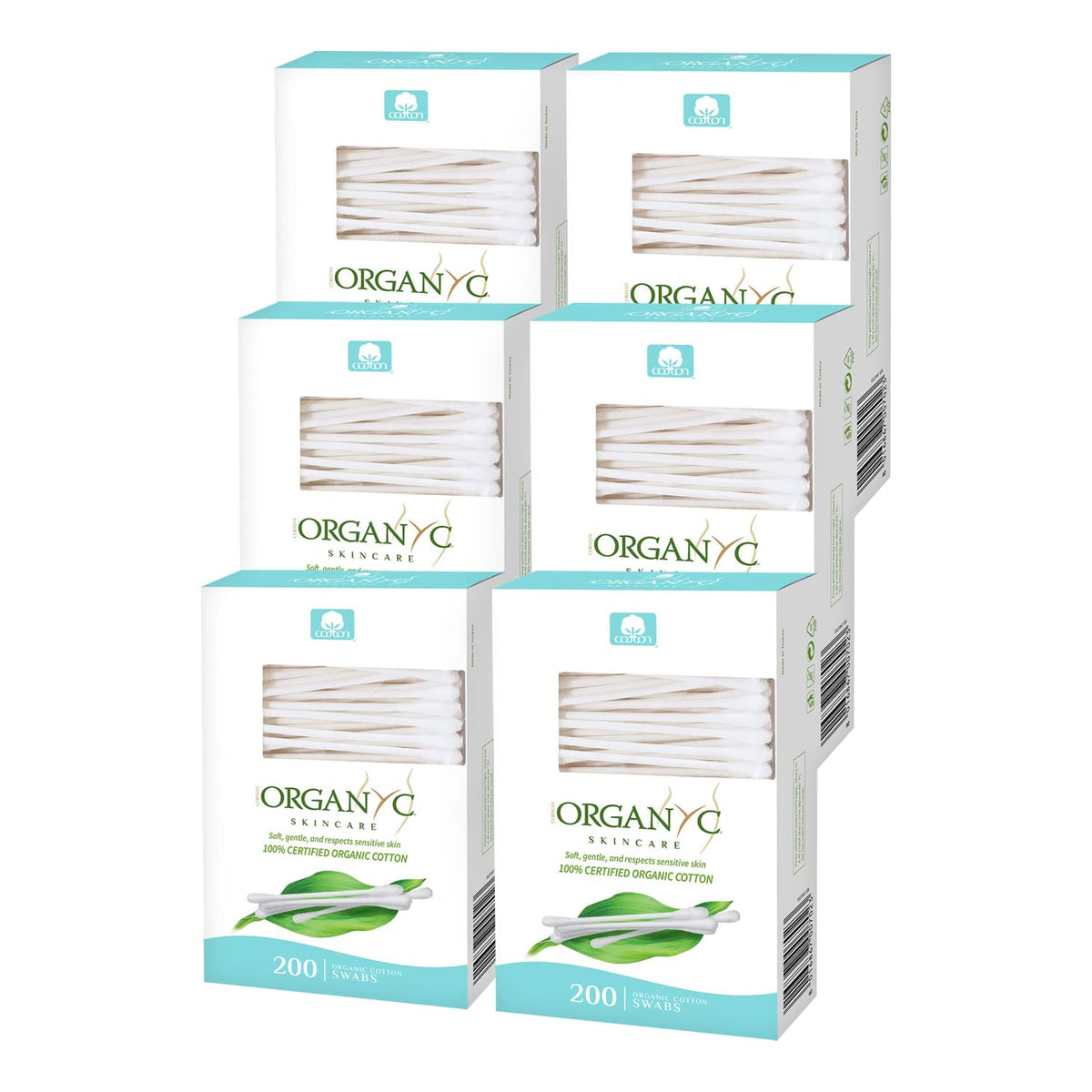 Organyc 100% Certified Organic Cotton Swabs - No Man-Made Materials, 200 Count, White