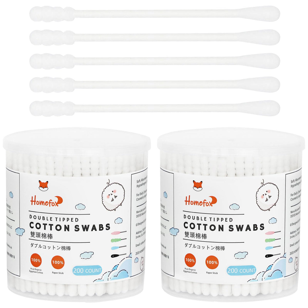 Cotton Swabs Spiral - 600 Count Organic Cotton Buds Double Side Tightly Wrapped Cotton Tips Paper Stick Soft Gentle Lint-Free Cruelty-Free, Round & Spiral (White)