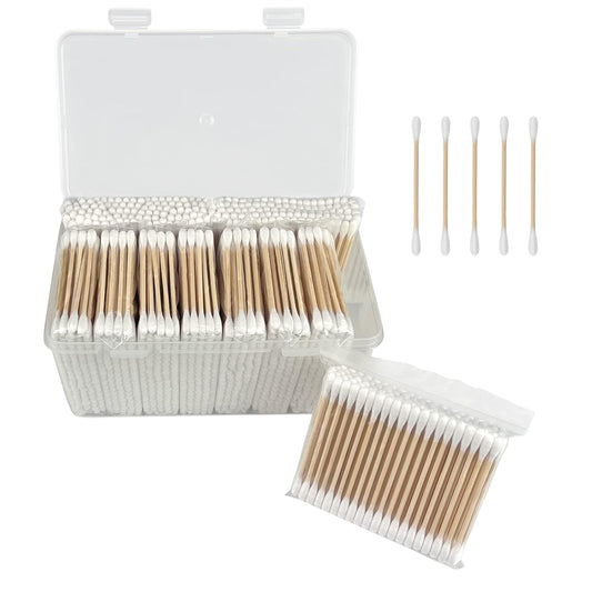 Organic Cotton Swabs, 1000 Count, Bamboo Stick with Storage Case