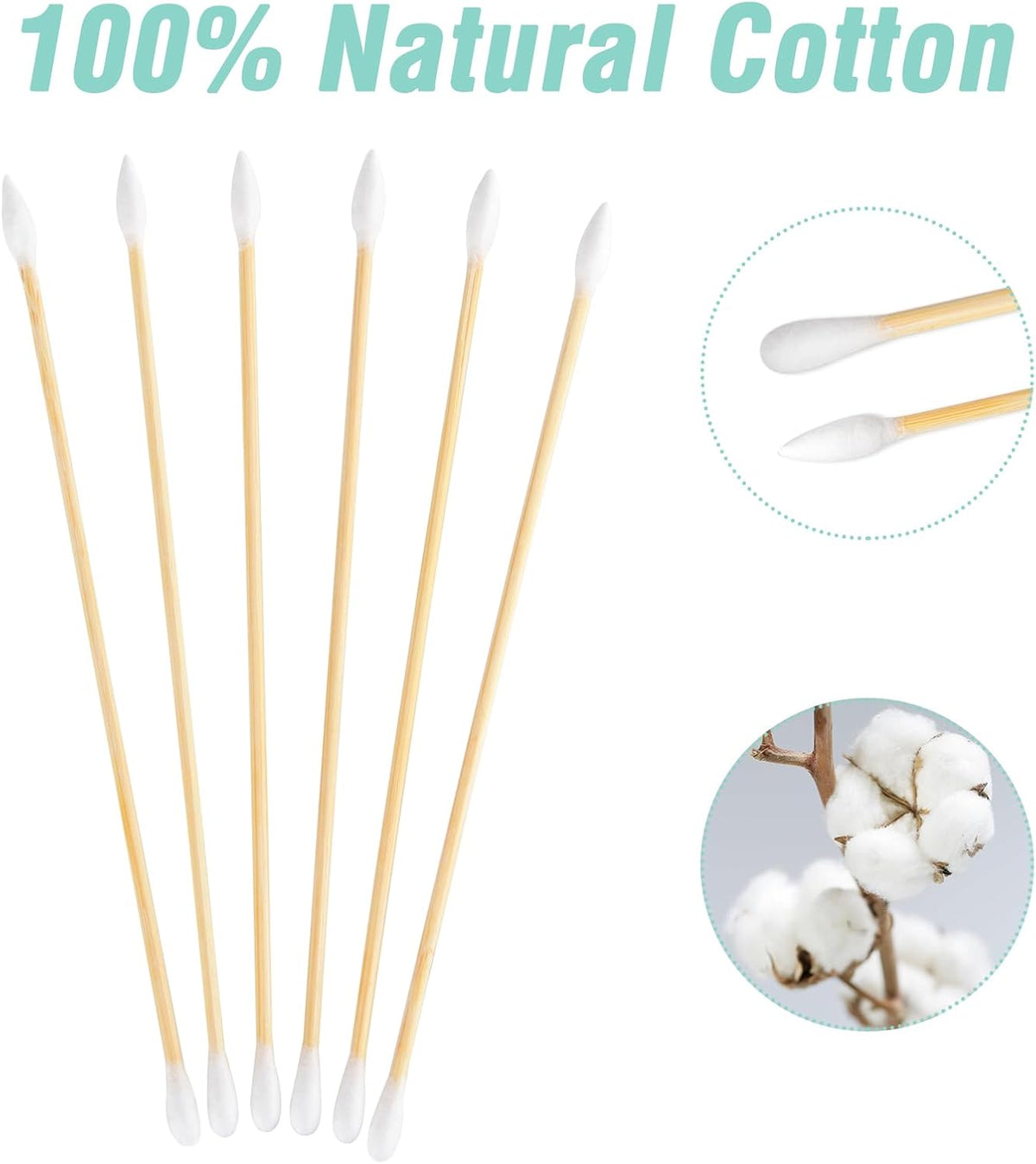 BOOSTEADY 6 Inch Cotton Gun Cleaning Swabs with Bamboo Handle（Choose Your Tip）
