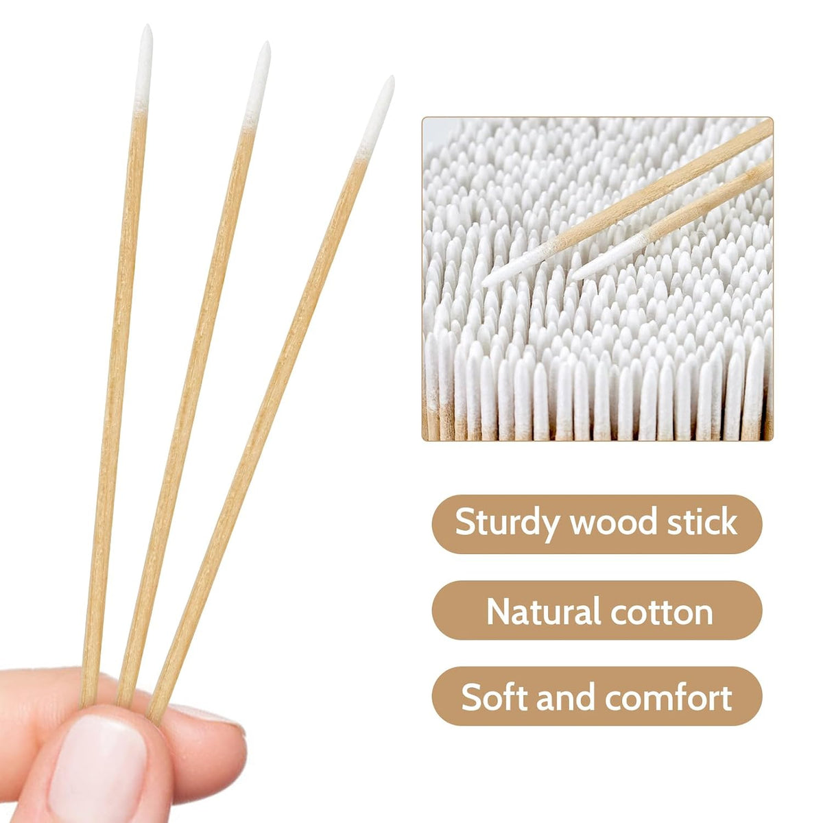 FSC Bamboo Pointed Cotton Swabs, 4-Inch Precision Micro Swabs 800PCS