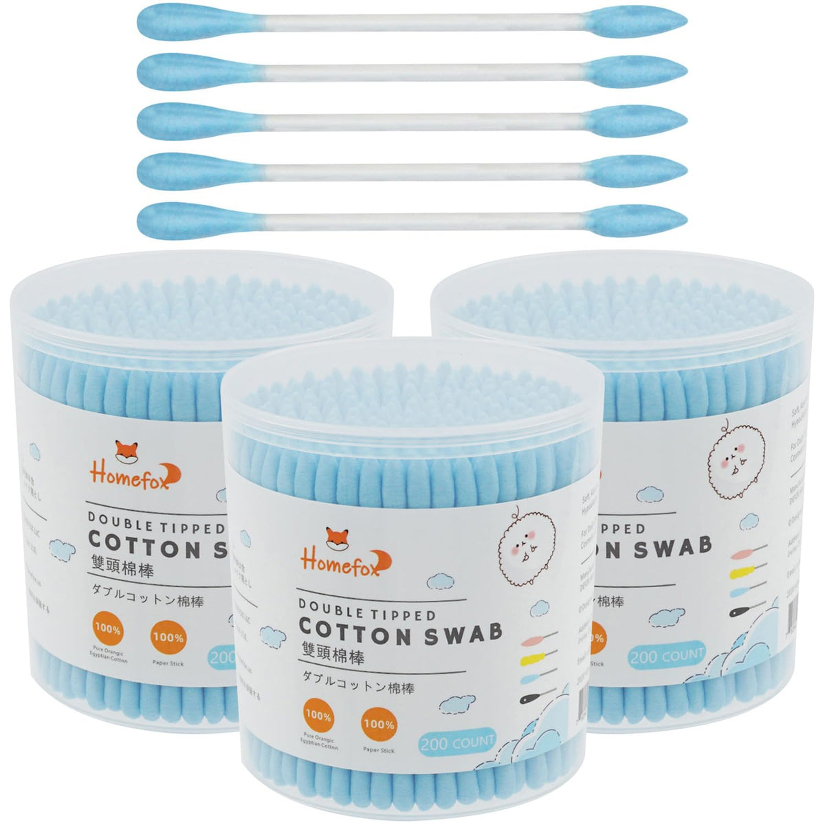 Cotton Swabs Precision Pointed - 400 Count Pointy Organic Cotton Buds Double Side Tightly Wrapped Cotton Tips Paper Stick Soft Gentle Lint-Free Cruelty-Free, Pointy & Round (White)