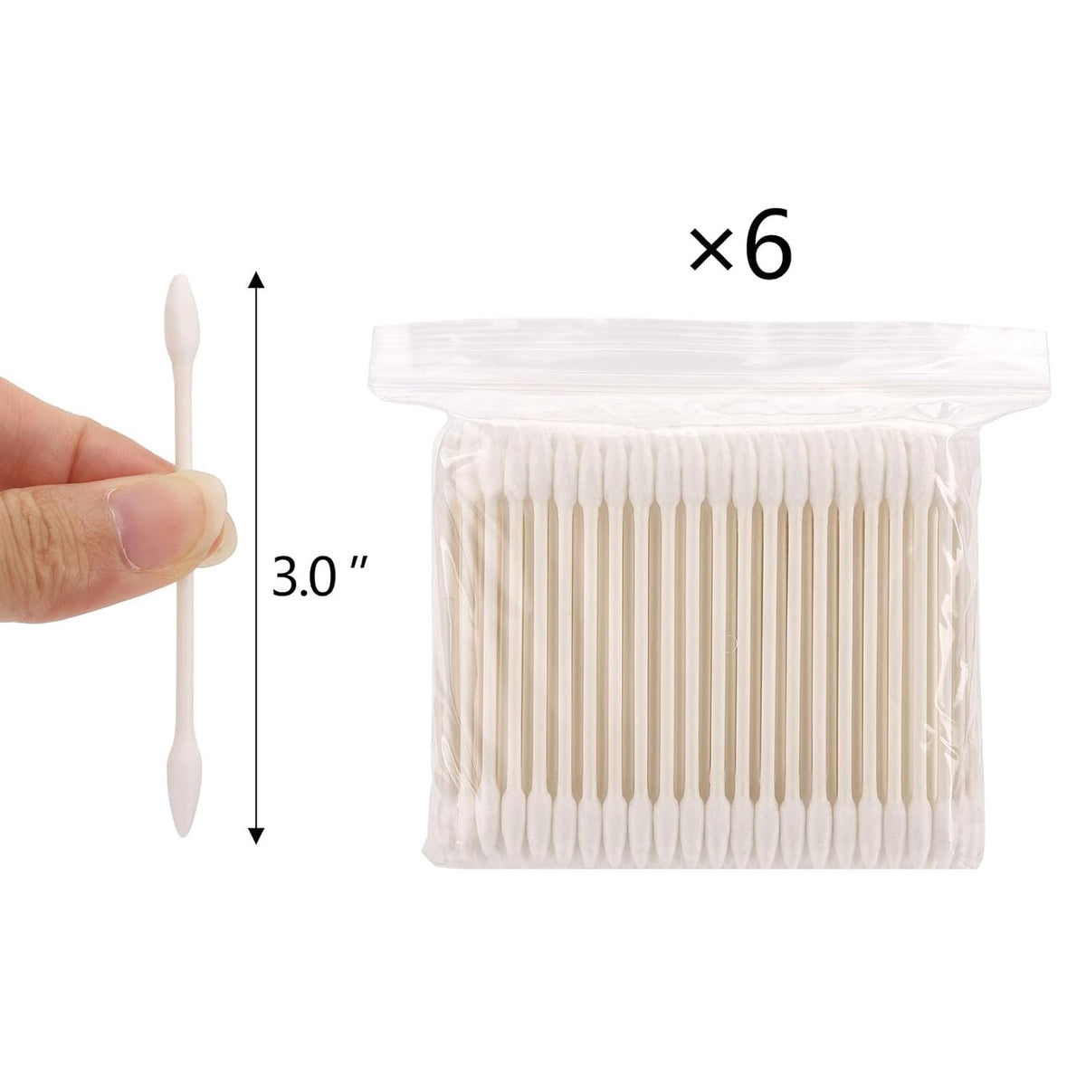 1200 Count 3" Pointed Cotton Swabs Double Precision Tip Cotton Buds with Paper Stick for Makeup