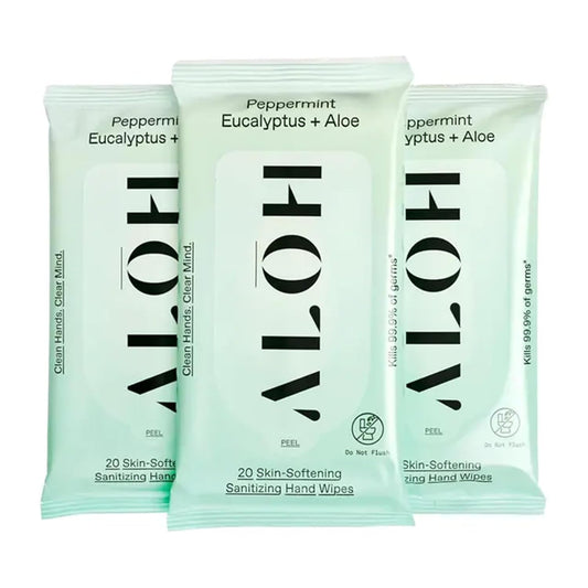 ALŌH Peppermint Eucalyptus + Aloe Hand Sanitizer Wipes, Travel Size