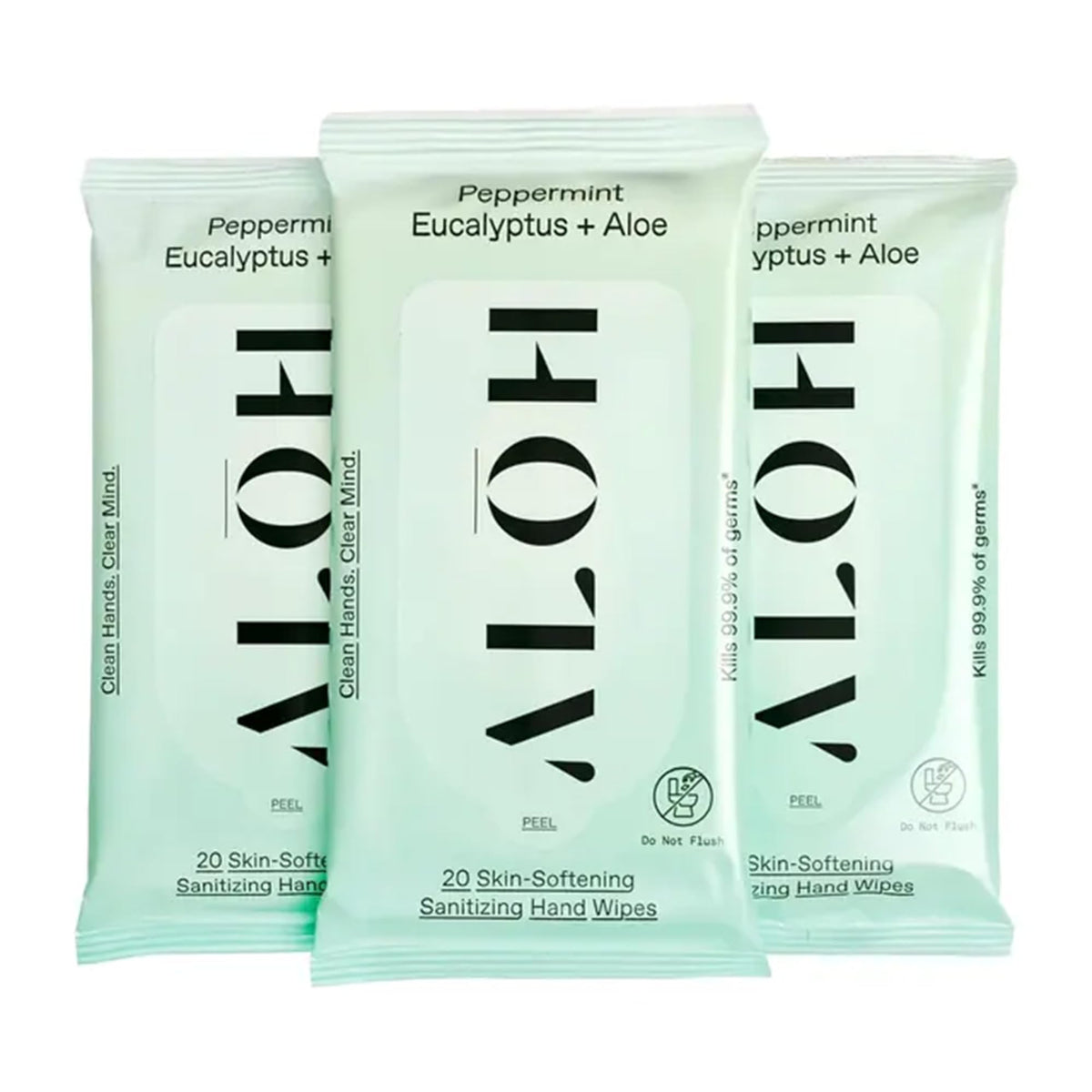 ALŌH Peppermint Eucalyptus + Aloe Hand Sanitizer Wipes, Travel Size