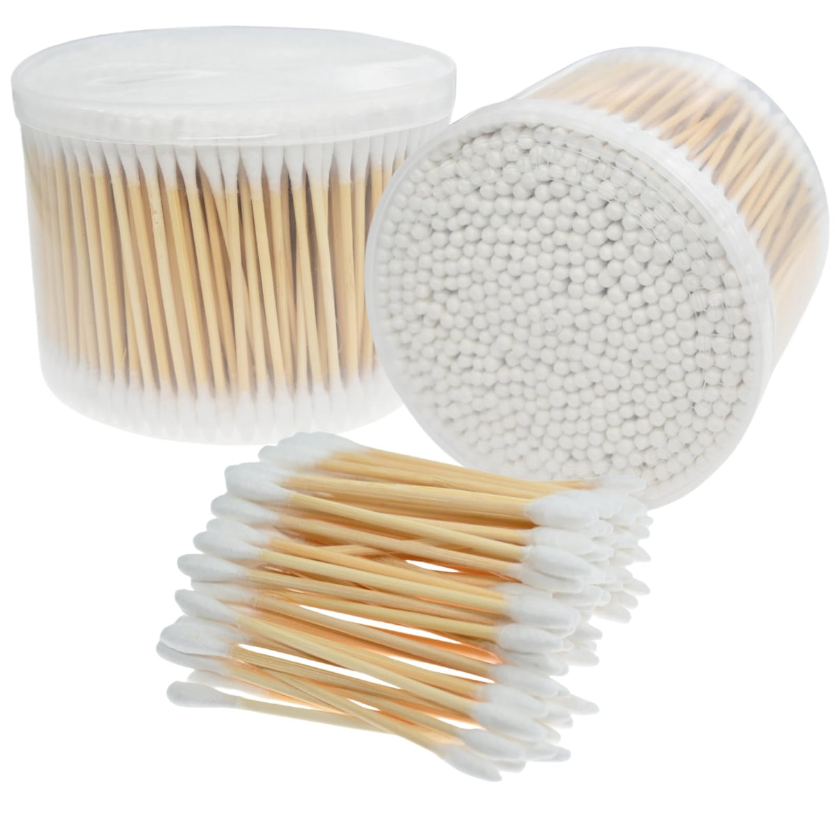 RIKWOG Cotton Swabs, 1200 Count Bamboo Sticks Cotton Swabs Cotton Buds with Wooden Handles For Ears Makeup or Nails Personal Care