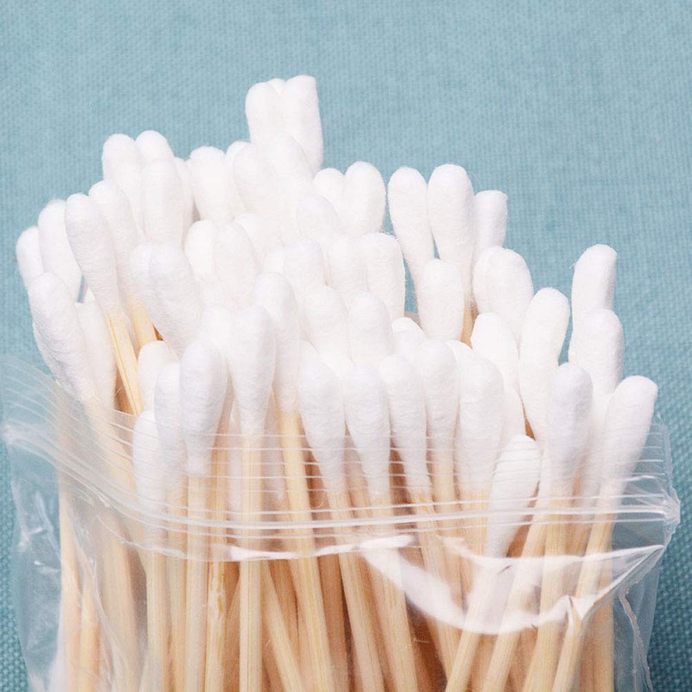 RIKWOG Cotton Swabs, 1200 Count Bamboo Sticks Cotton Swabs Cotton Buds with Wooden Handles For Ears Makeup or Nails Personal Care