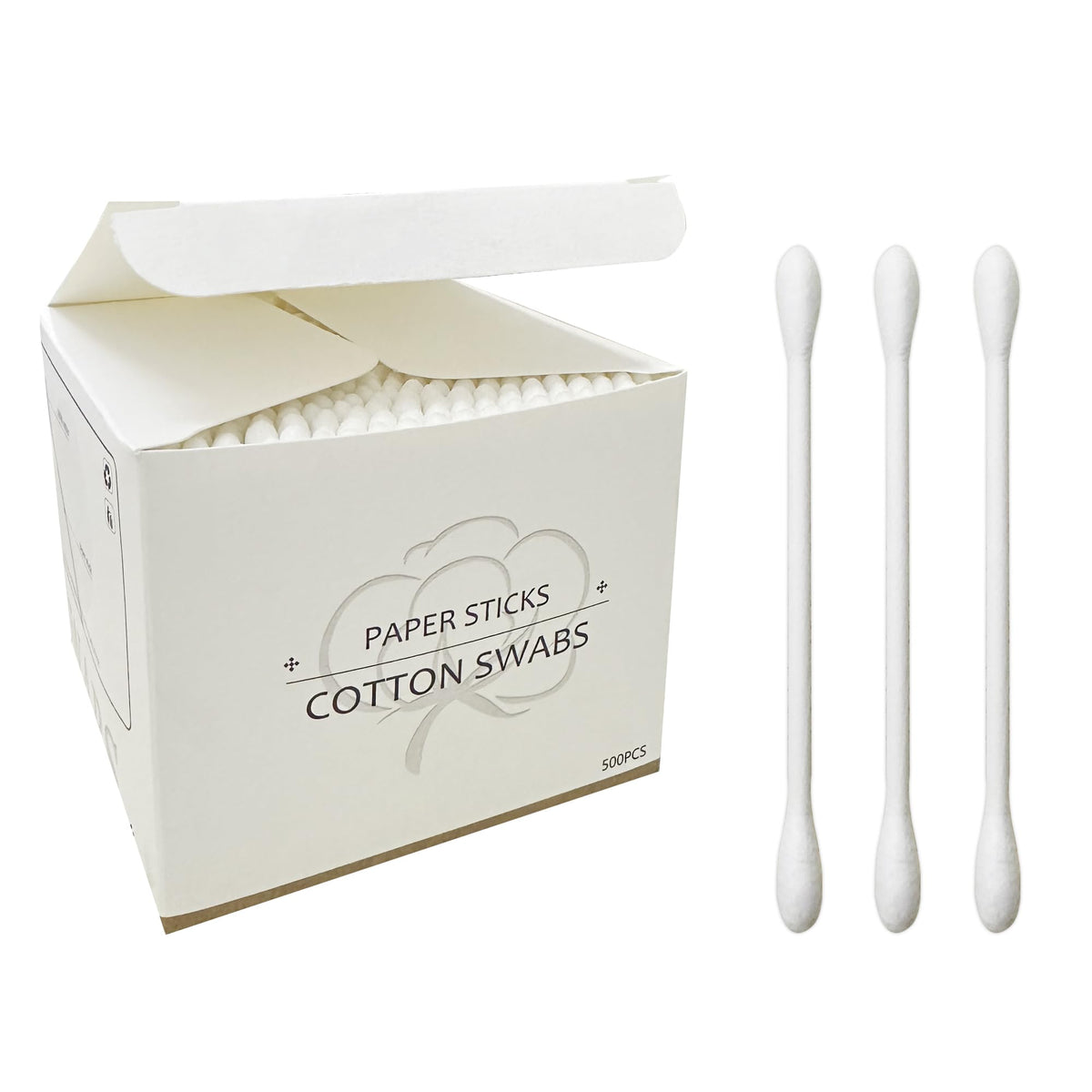 Cotton Swabs with Wooden Sticks/Double Tipped Natural Bamboo Cotton Buds 900pcs