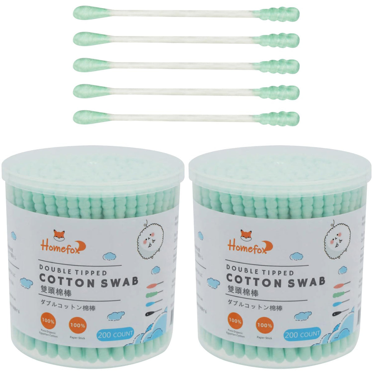 Cotton Swabs Spiral - 600 Count Organic Cotton Buds Double Side Tightly Wrapped Cotton Tips Paper Stick Soft Gentle Lint-Free Cruelty-Free, Round & Spiral (White)