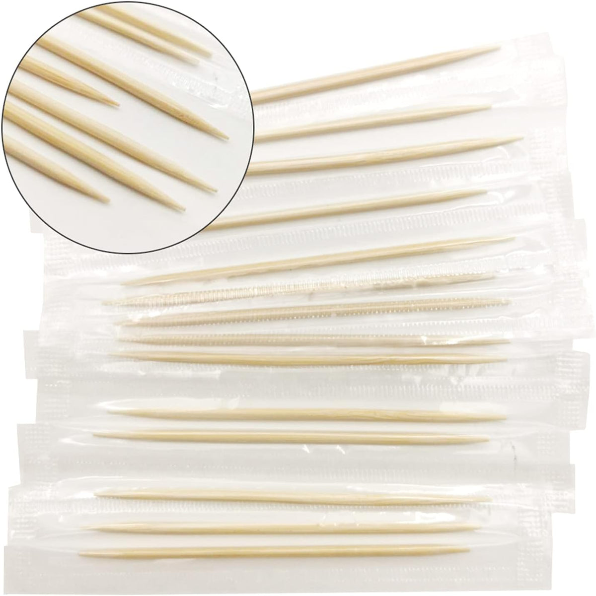 BLUE TOP Wood Bamboo Individually Cello Wrapped Toothpicks 2.5Inch Pack 1000 High-class Appetizer Picks Sturdy Food Pick for Appetizers Cocktails Fruit Olive picks.