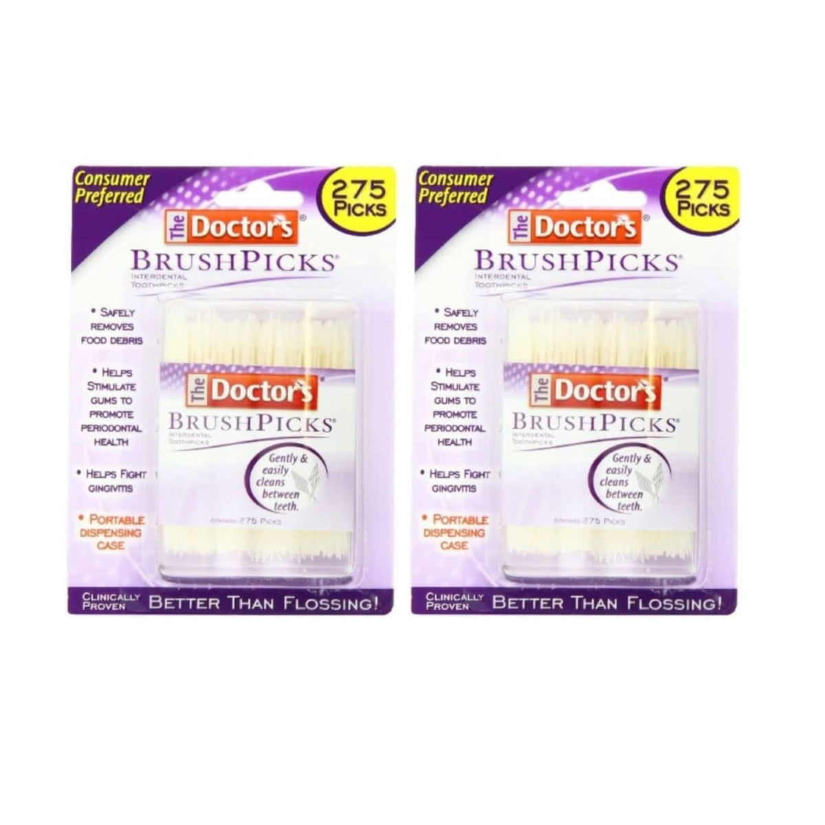 The Doctor's BrushPicks Interdental Toothpicks | 120-Picks per pack | (6-Pack)