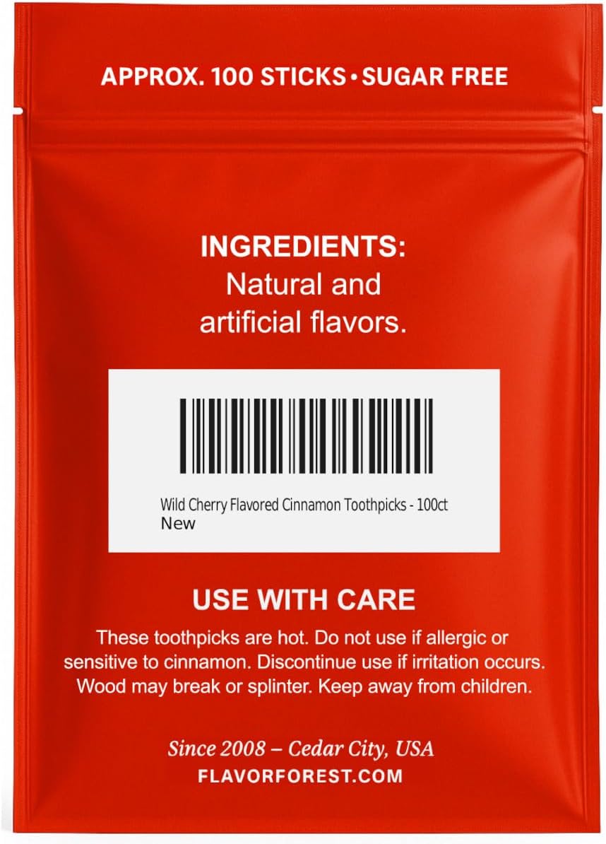 Wild Cherry Flavored Hot Cinnamon Toothpicks - 100ct