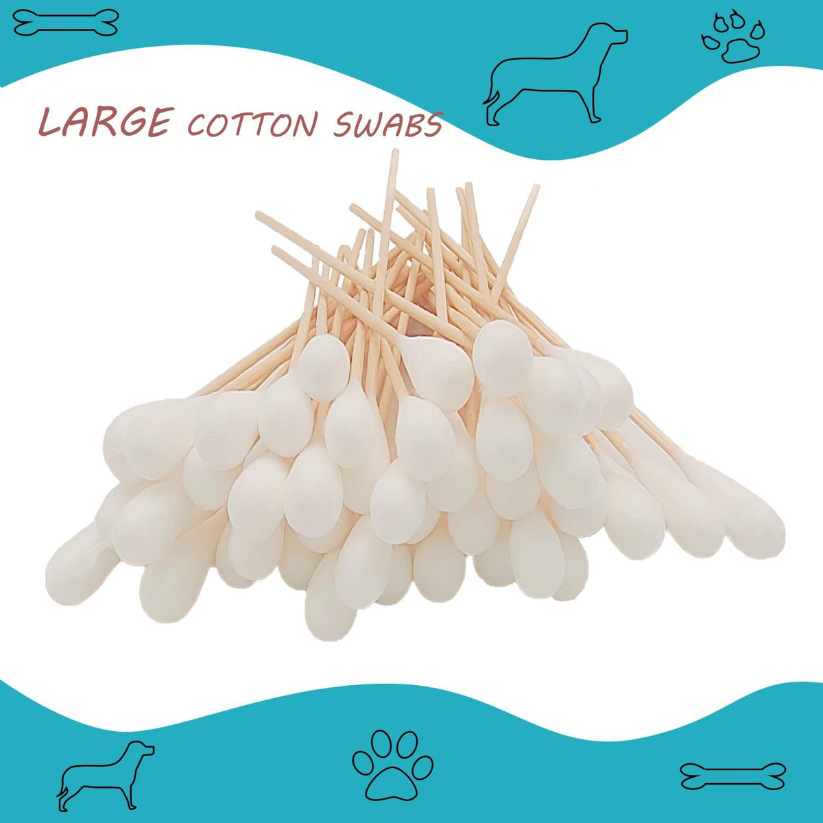 150pcs Large Cotton Swabs,6 Inch Long Large Cotton Buds with Bamboo Handle for Dogs, Specifically Designed for Dogs,Professional Big Cotton Swabs，Dogs Ears Large Cotton Swabs