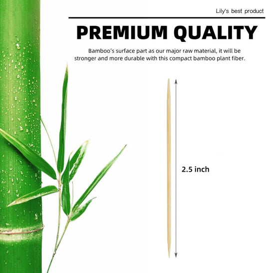HOPELF Bamboo Toothpicks for Teeth Cleaning, Appetizer, Olive, Barbecue, Fruit, Double-Points Wooden Toothpick.2400 Count