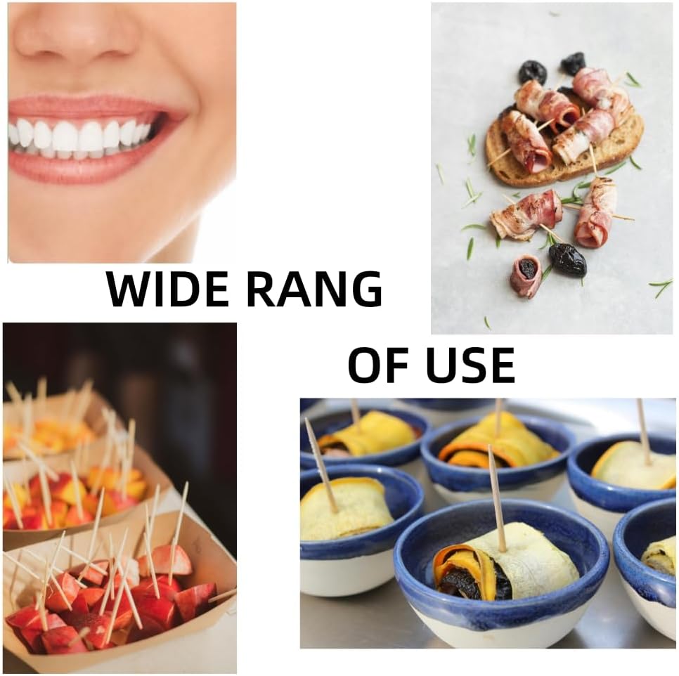 1200 Count Bamboo Toothpicks for Teeth Cleaning, Appetizer, Olive, Barbecue, Fruit, Double-Points Wooden Toothpick.