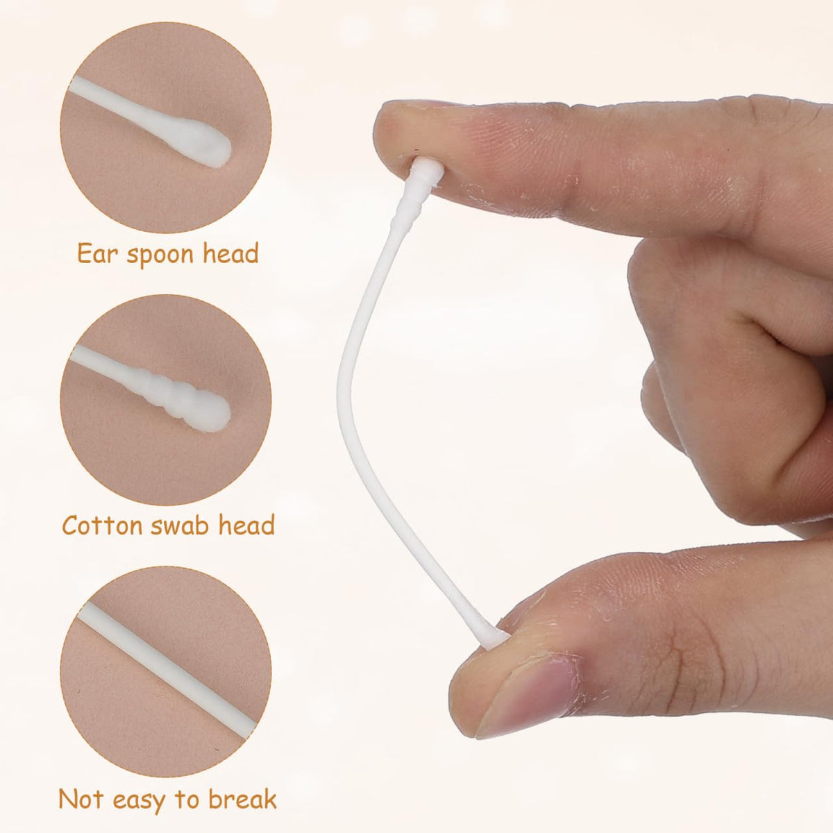 Kisangel 200Pcs Baby Cotton Swabs Paper Double-End Cotton Buds Cotton Ear Cleaners Safety Swabs Cleaning Sticks for Ear Nose Clean