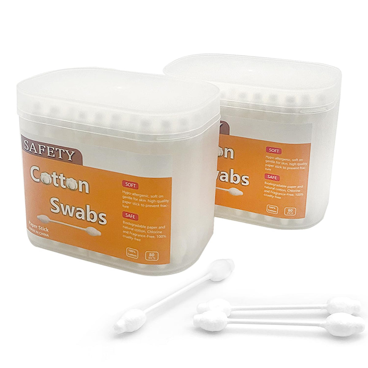 160Pcs Safety Cotton Swabs,Baby cottonbuds Large tip with Paper Stick