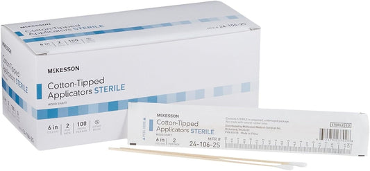 McKesson Sterile Cotton Tipped Applicators, Cleaning, 6 in, 200 ct