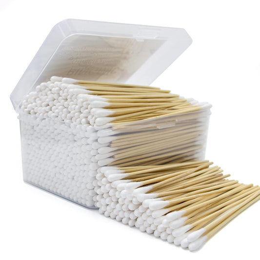 500/1000 Count 6'' Long Round/Pointed Cotton Swabs Durable Stem
