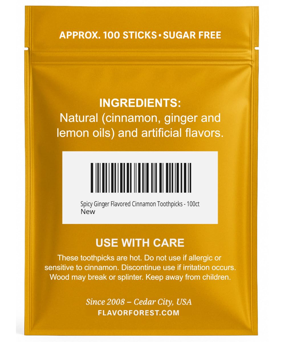 Spicy Ginger Flavored Cinnamon Toothpicks - 100ct