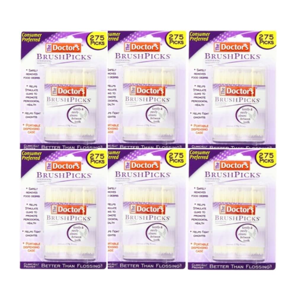 The Doctor's BrushPicks Interdental Toothpicks | 120-Picks per pack | (6-Pack)