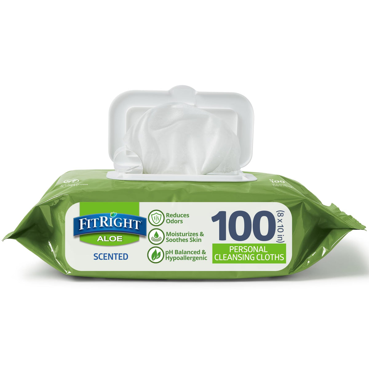 FitRight Personal Cleansing Wipes with Aloe 8x10 Unscented 600 Count