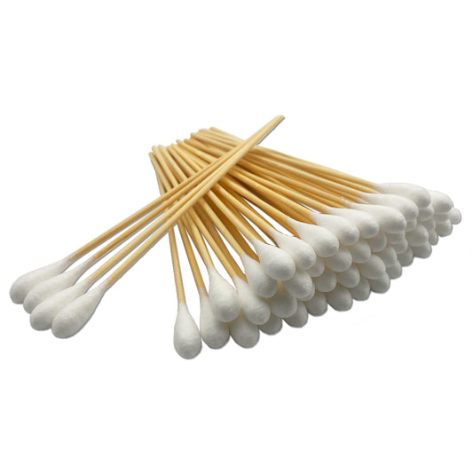 6 Inch Long Large Size Cotton Swabs 100PCS,Bamboo Sticks & Highly Absorbent Tipped Applicators for Pet Care