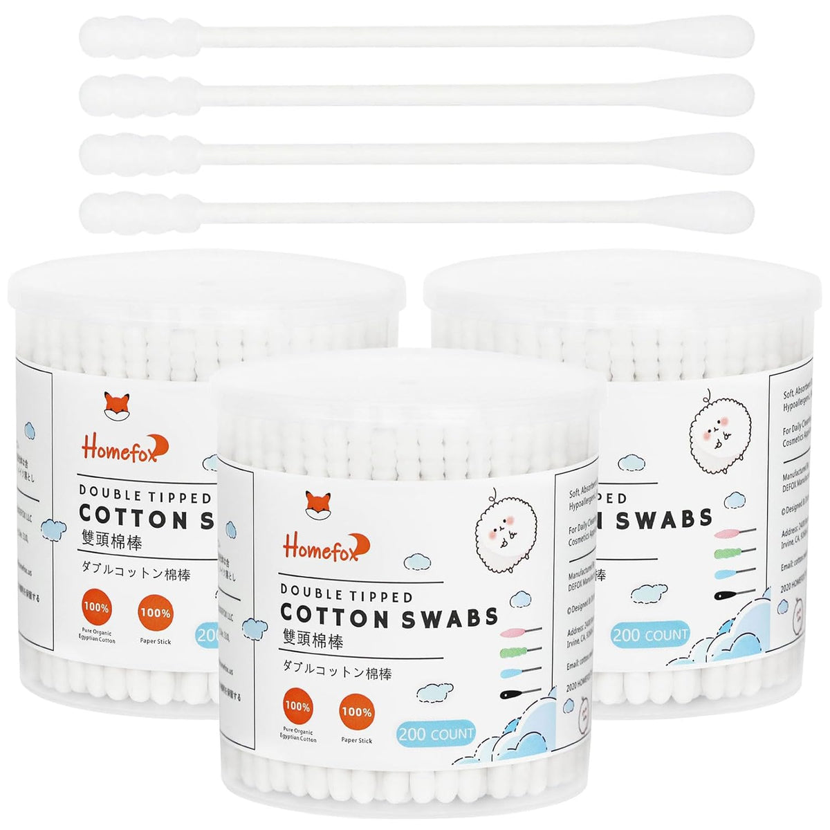 Cotton Swabs Spiral - 600 Count Organic Cotton Buds Double Side Tightly Wrapped Cotton Tips Paper Stick Soft Gentle Lint-Free Cruelty-Free, Round & Spiral (White)