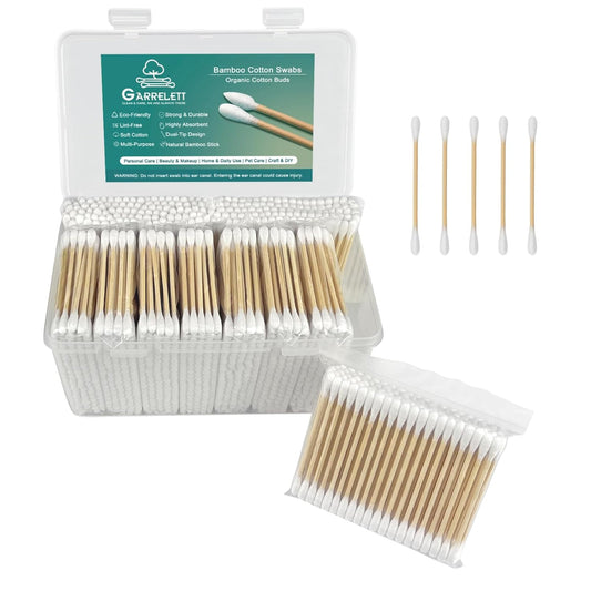 1000 ct (2000 Tips) Bamboo Cotton Swabs - Biodegradable Double Tips Cotton Buds - Natural Organic Cotton Swabs - Pure Cotton Buds For Ear Beauty & Personal Care