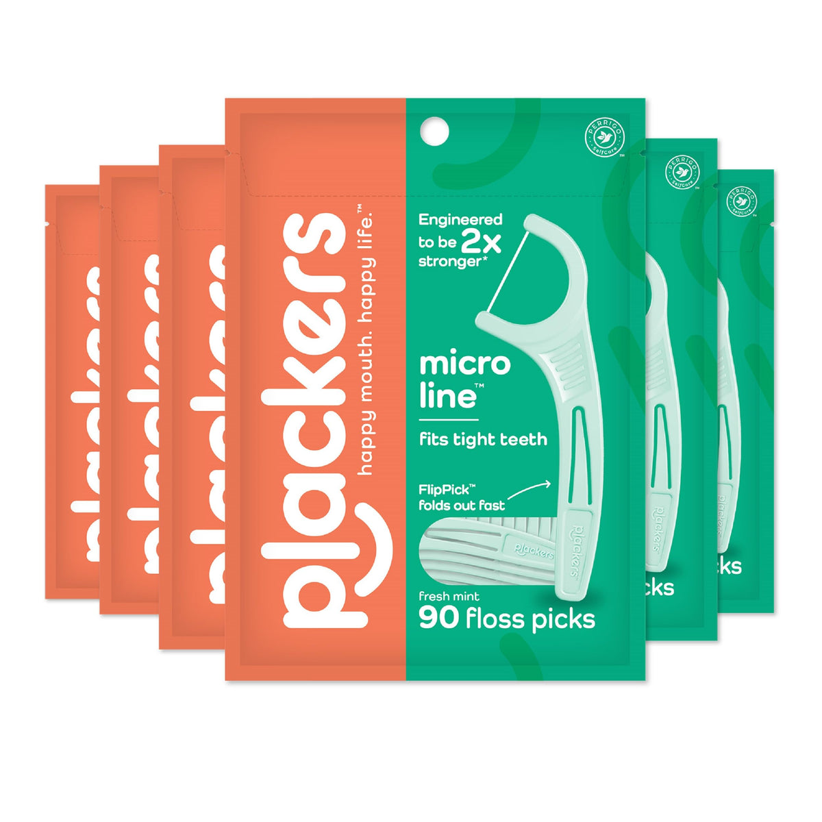 Plackers Micro Line Floss Picks, Fresh Mint, 150 Count, Pack of 4
